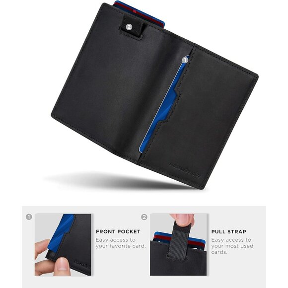 Wallets for Men Slim Mens leather RFID Blocking Minimalist Card Front Pocket - Picture 9 of 10